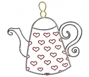 Stickdatei TEA PARTY Fransenappli Kanne